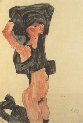 Egon Schiele Kneeling Girl,Disrobing (mk12) China oil painting art